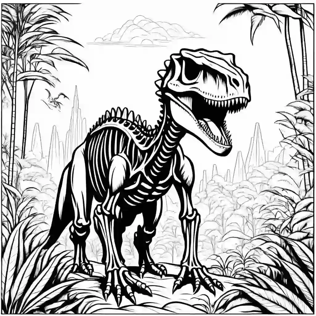Dinosaur skeleton coloring pages